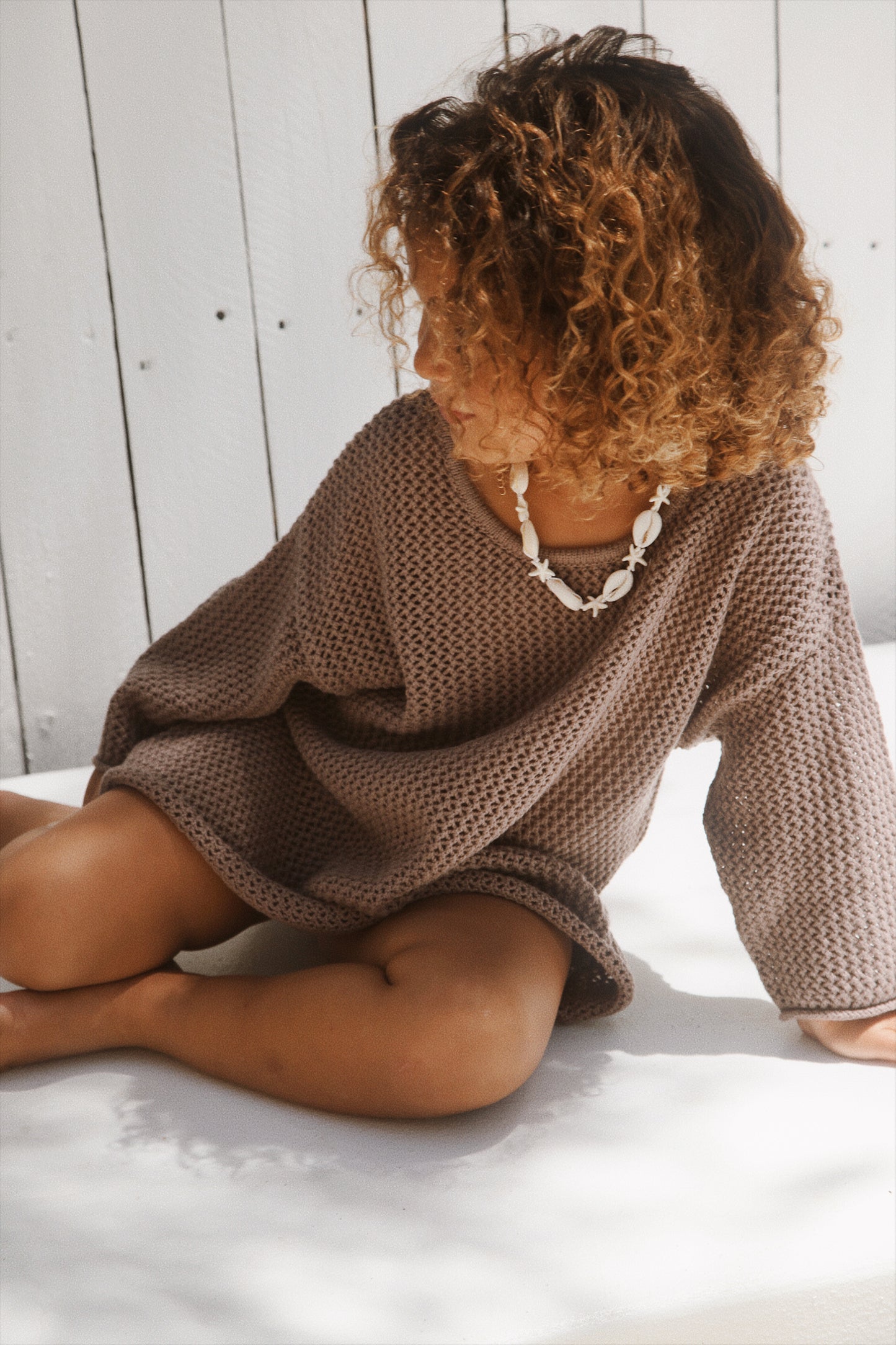 Crochet Knit Pullover | Cacao