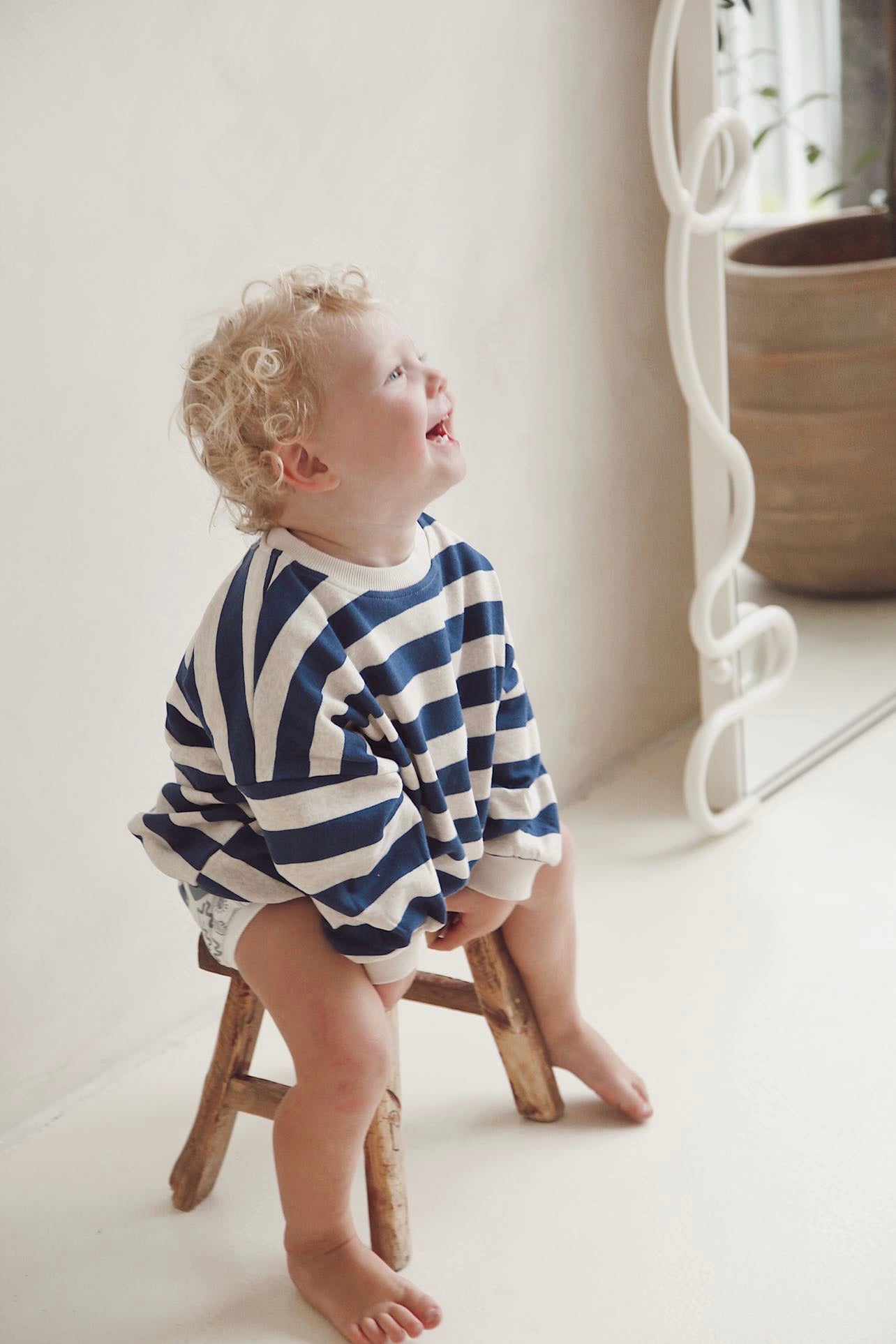 Striped Pullover | Navy/Grey