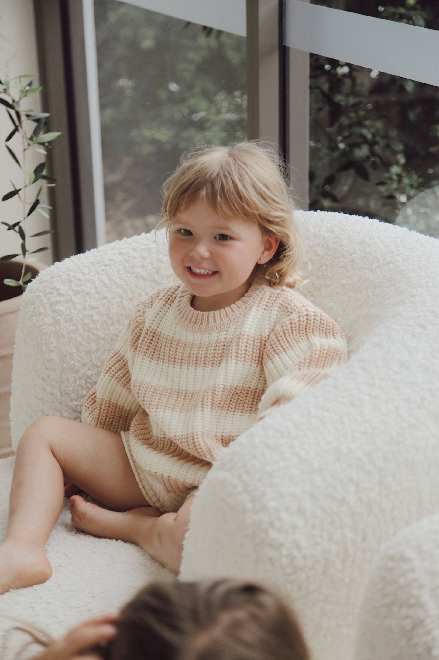 Striped Chunky Knit Jumper | Apricot