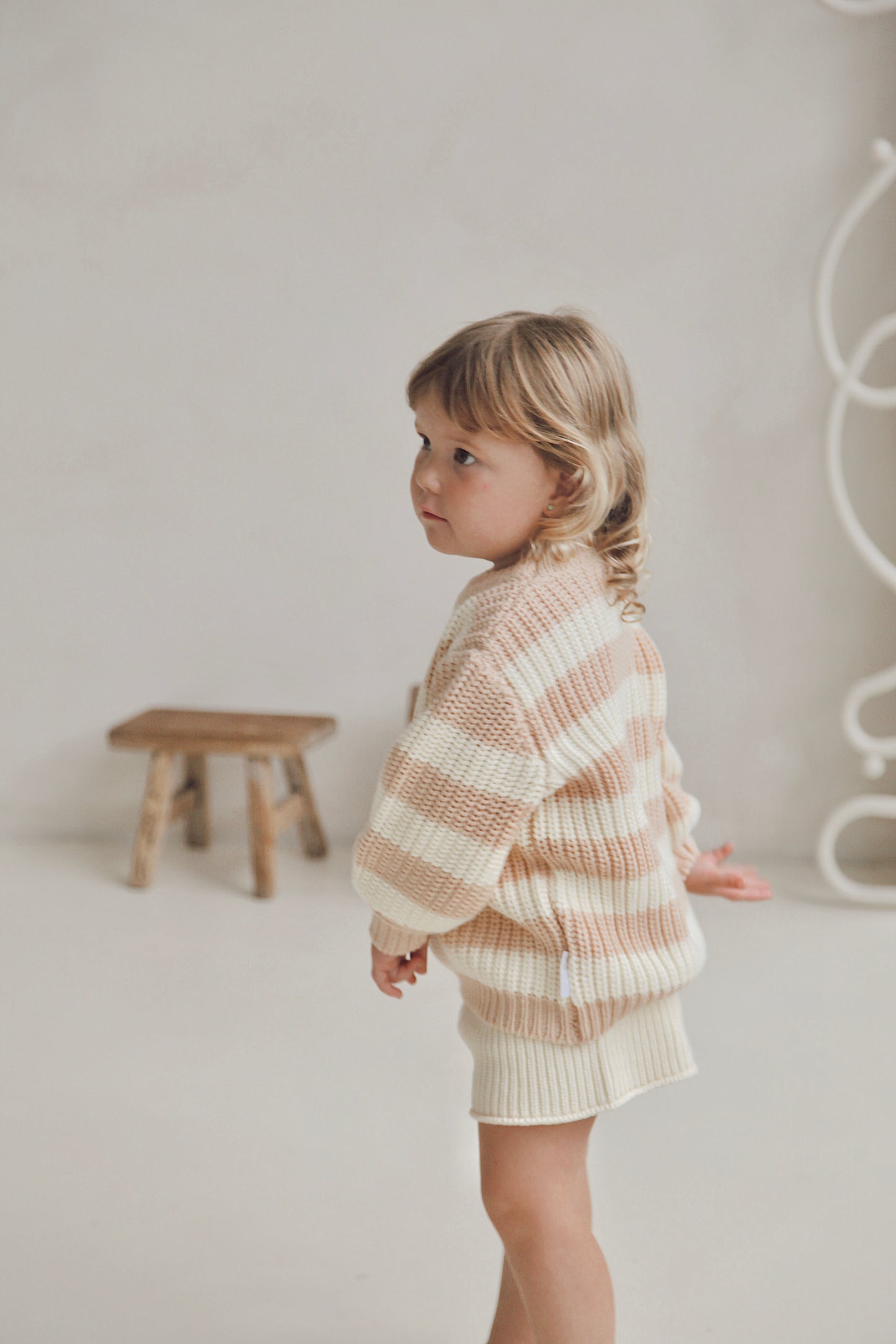 Striped Chunky Knit Jumper | Apricot