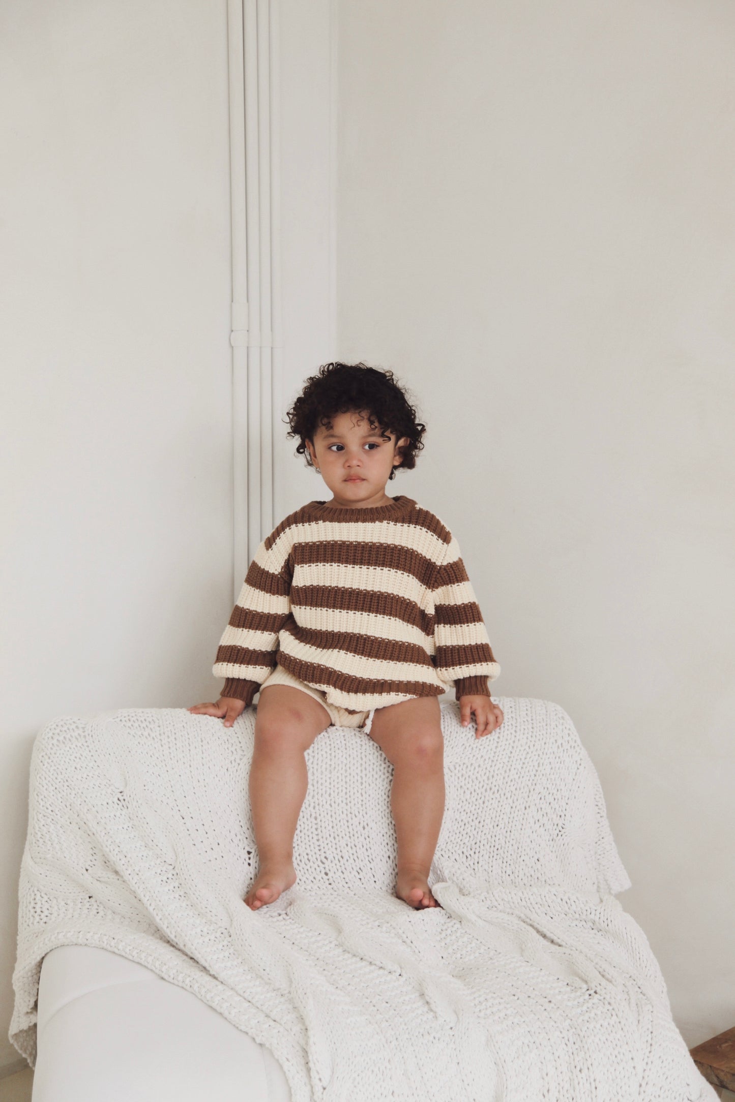 Striped Chunky Knit Jumper | Chocolate