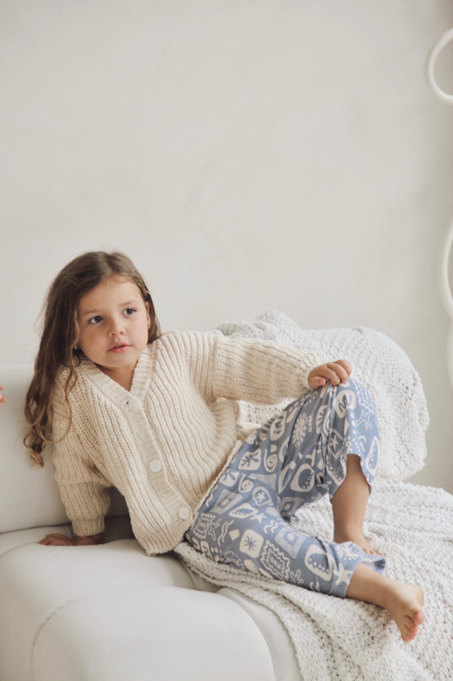 Kids Textured Knit Cardigan | Stone