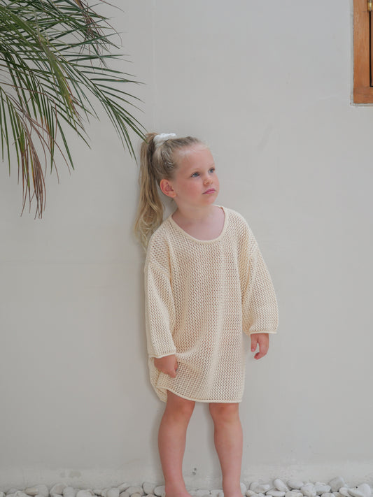 Crochet Knit Pullover | Bone