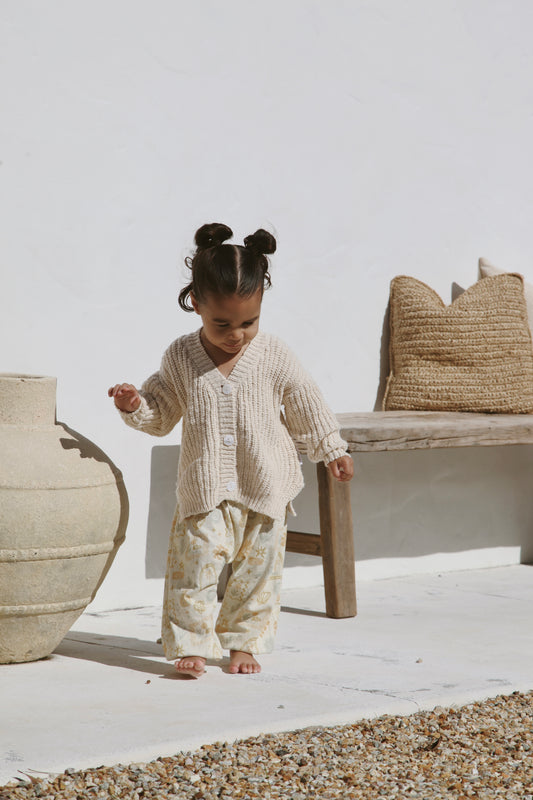 Kids Textured Knit Cardigan | Stone