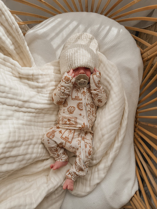 Wanderer Bamboo Zippy Onesie | Tobacco Brown