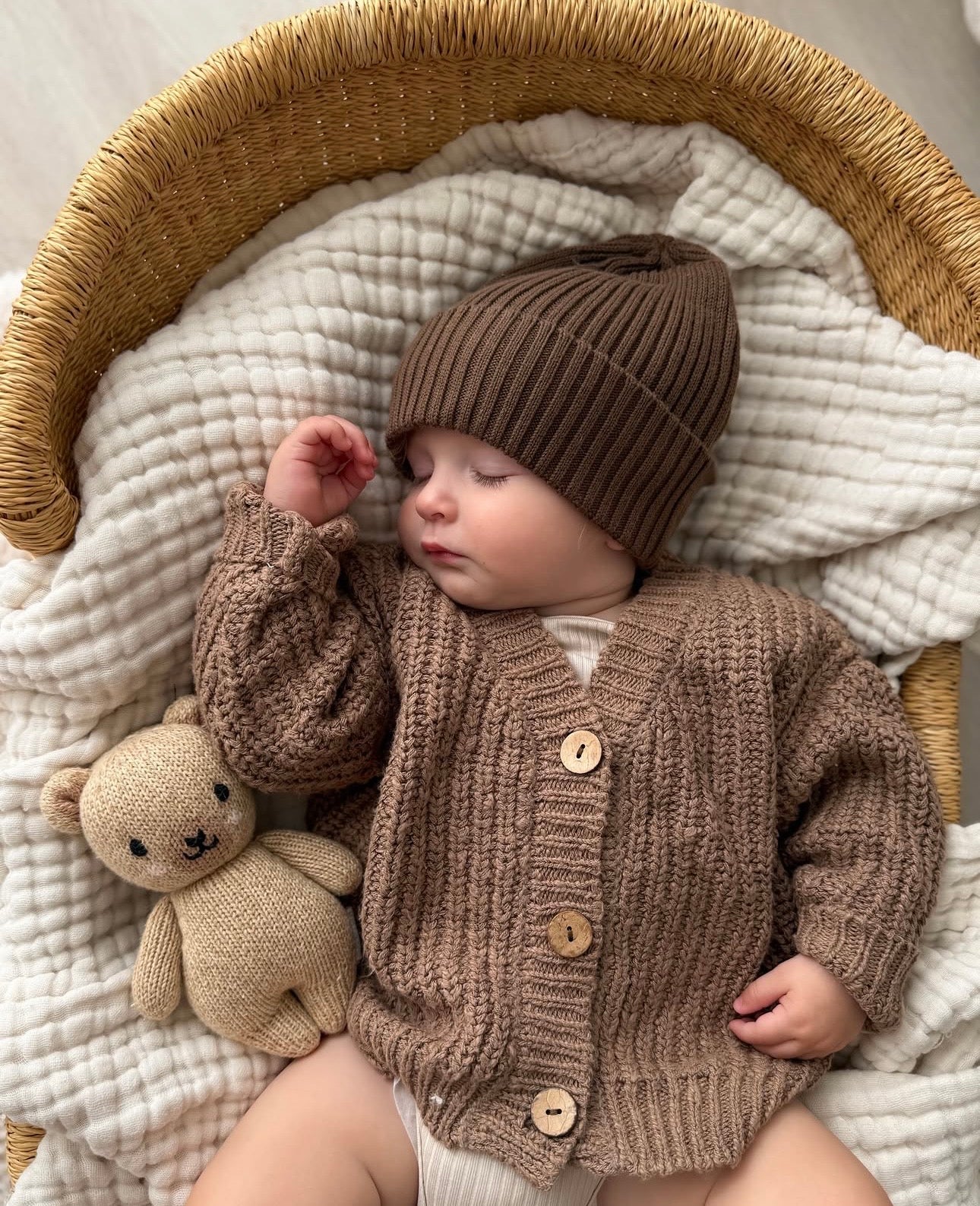 Kids Textured Knit Cardigan | Chocolate