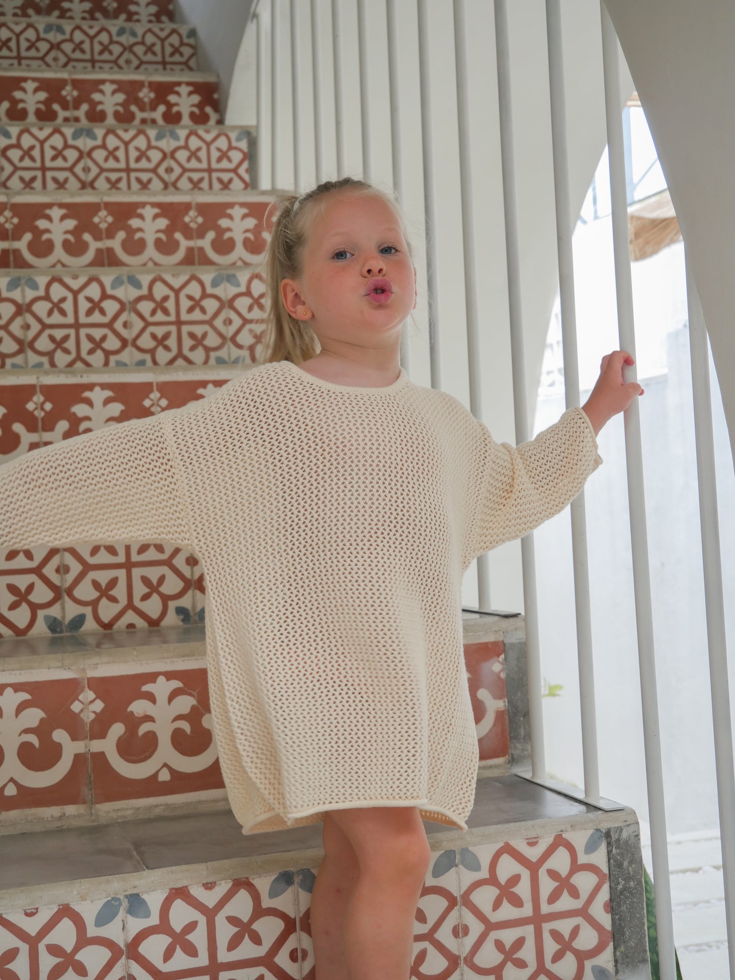 Crochet Knit Pullover | Bone
