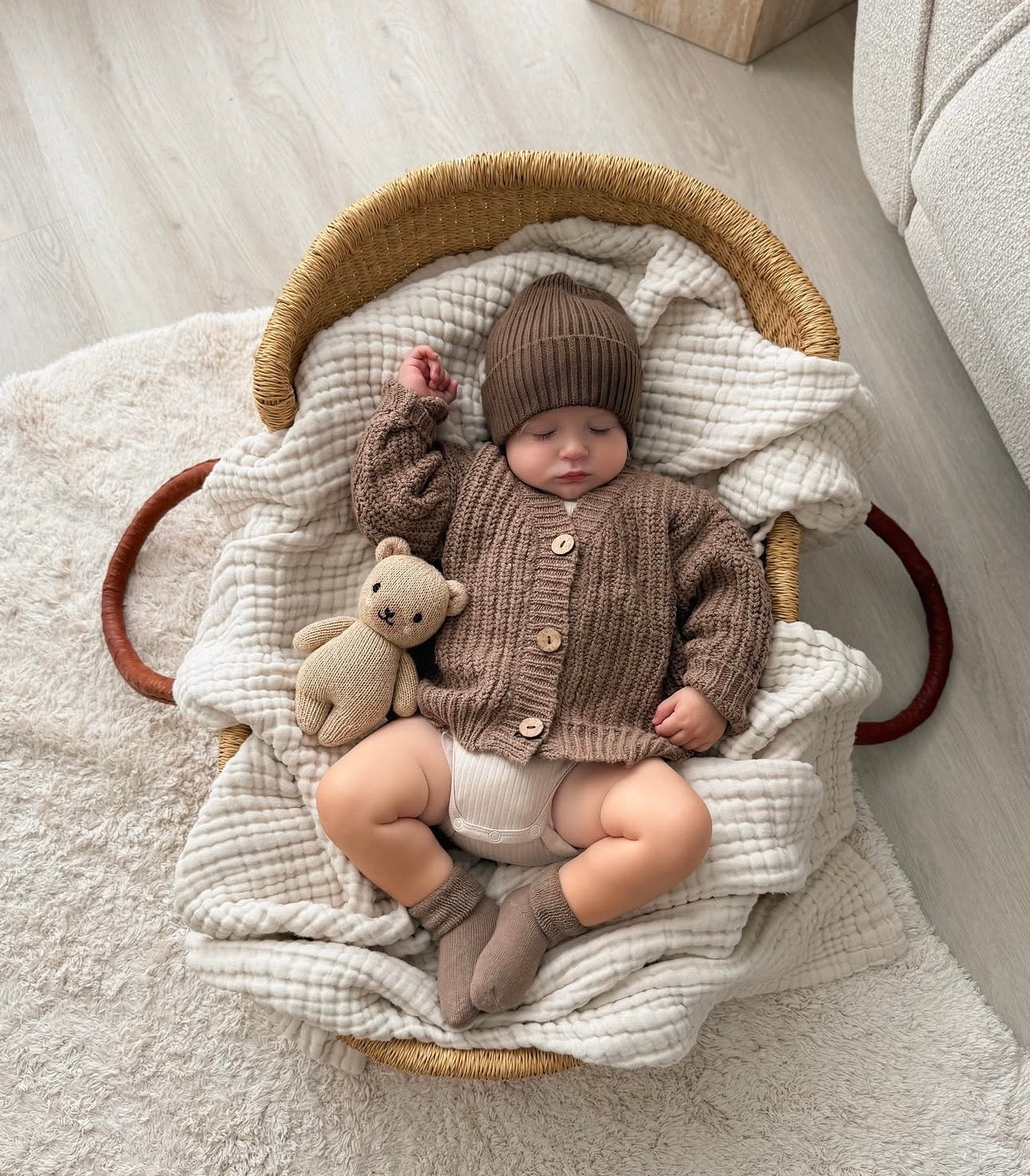 Kids Textured Knit Cardigan | Chocolate