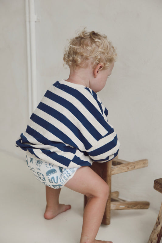 Striped Pullover | Navy/Grey