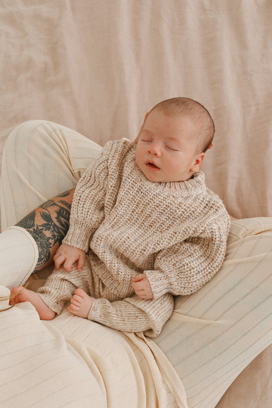 Ribbed Knit Leggings | Oatmeal Fleck